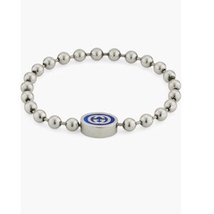 Gucci Interlocking GG Logo Unisex G Boule Silver Ball Chain Bracelet